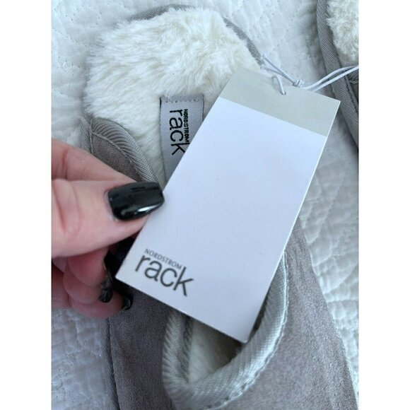 Nordstrom Rack Womens Sz M Gray Scuff Slide Faux Suede Slippers NWT - Picture 5 of 8